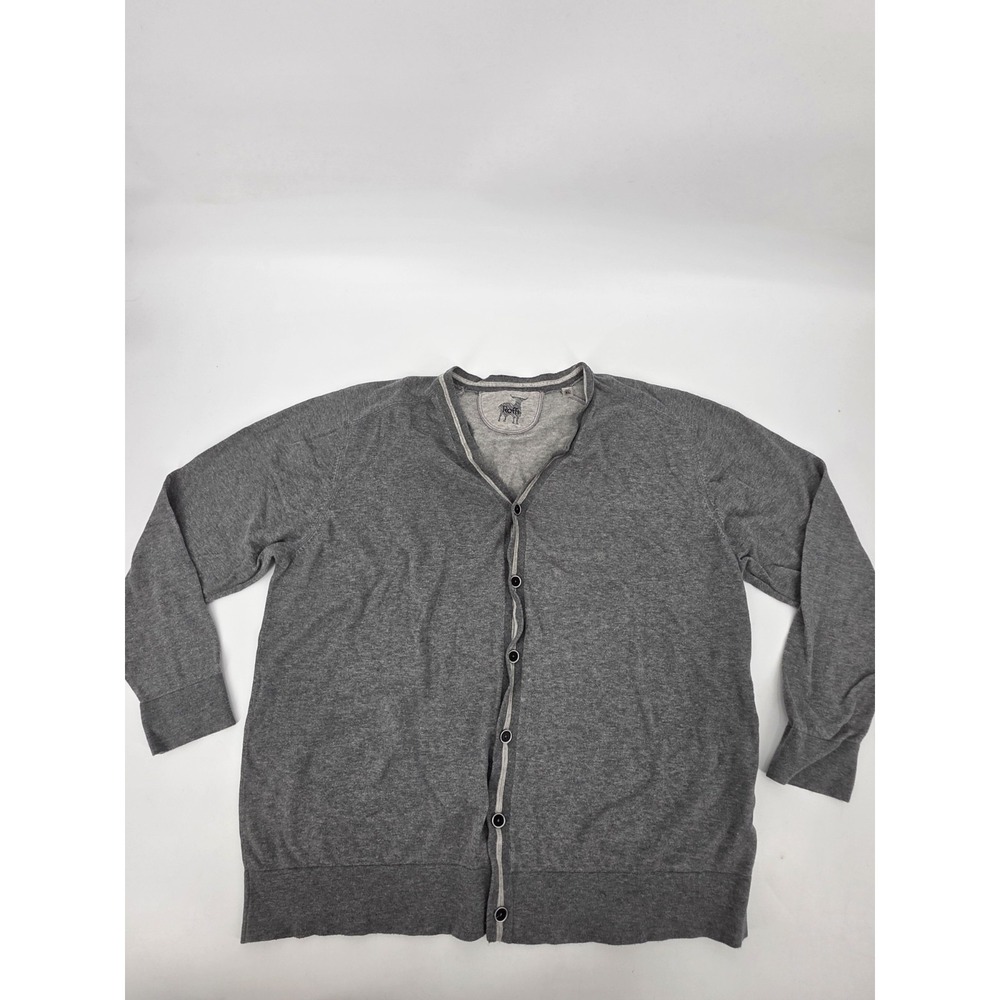 Raffi 100% Cotton Button Down‎ V Neck Cardigan Sweater Gray Size XL